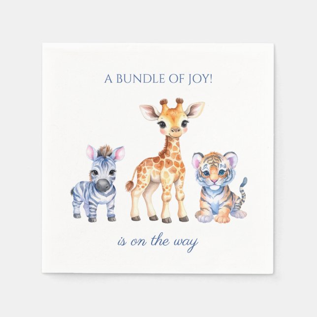 Servilleta De Papel Girafa de cebra y tigre bebés (Anverso)