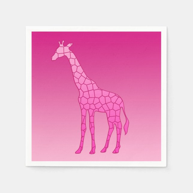 Servilleta De Papel Girafa geométrica moderna, fucsia y rosa claro (Anverso)