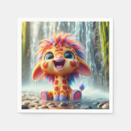 Servilleta De Papel Giraffe am Wasserfall in Serviette