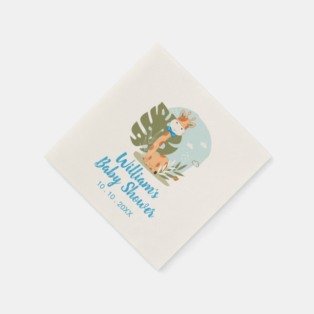 Servilleta De Papel Giraffe Baby Shower Napkin (Animal Boy Safari) (Borde)