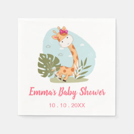 Servilleta De Papel Giraffe Baby Shower Napkin (Chica Safari Animal)