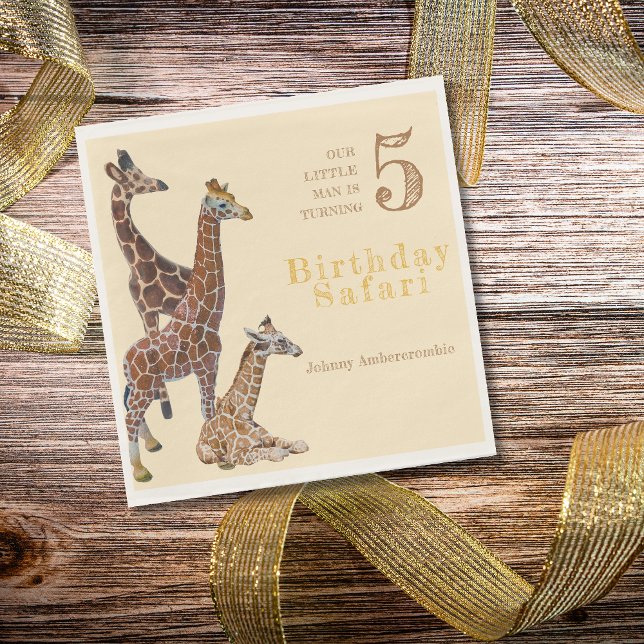 Servilleta De Papel Giraffe Birthday Safari (Giraffe Birthday Safari Napkins)