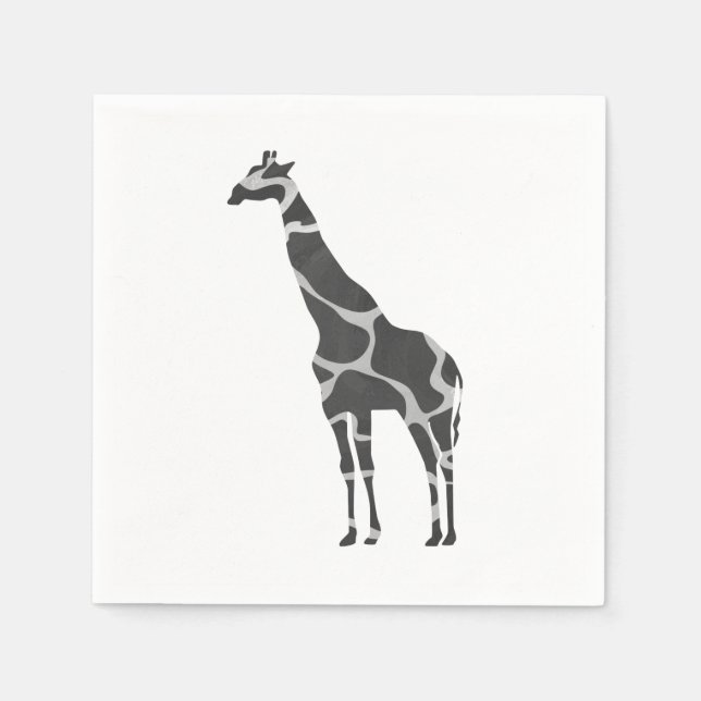 Servilleta De Papel Giraffe Black and Grey Silhoutte (Anverso)