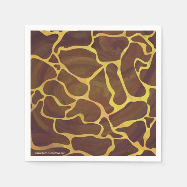 Servilleta De Papel Giraffe Brown and Yellow Print (Anverso)