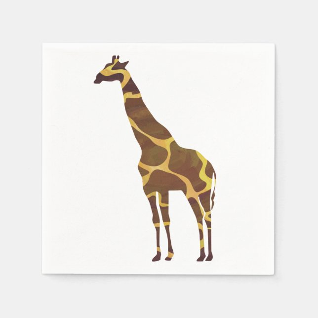 Servilleta De Papel Giraffe Brown y la silueta amarilla (Anverso)