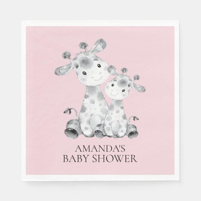 Servilleta De Papel Giraffe Chicas Baby Shower Papeles (Anverso)