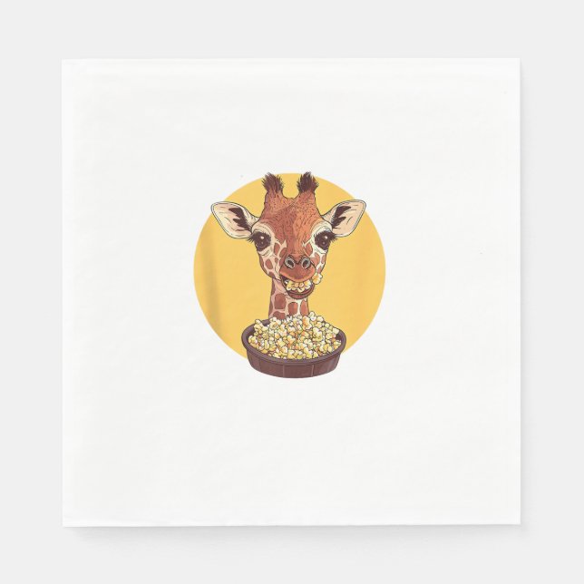 Servilleta De Papel Giraffe Con Humor Animal Personalizado Popcorn (Anverso)