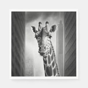 Servilleta De Papel Giraffe en un paisaje urbano