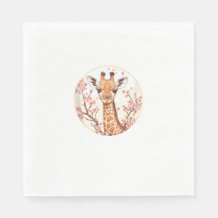 Servilleta De Papel Giraffe entre los cerezos en flor de circo arte