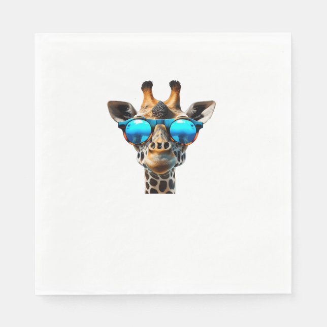 Servilleta De Papel Giraffe graciosa sonriente con gafas de sol (Anverso)