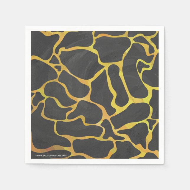 Servilleta De Papel Giraffe Impresión negra y amarilla (Anverso)