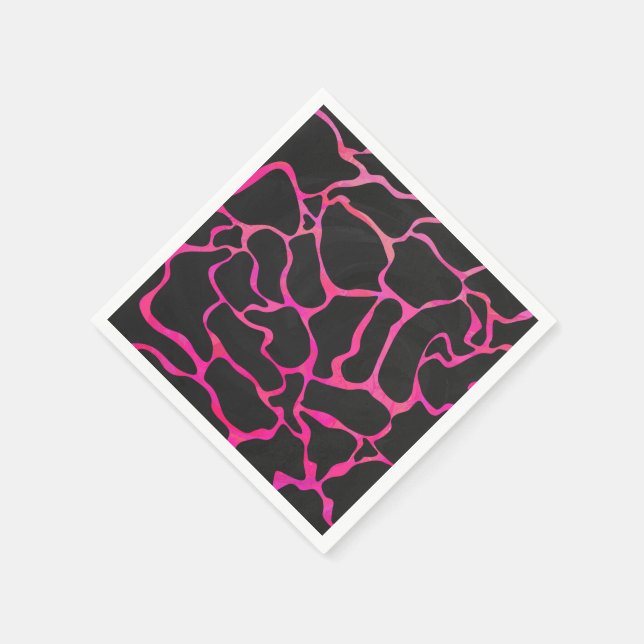 Servilleta De Papel Giraffe Impresión rosa y negra caliente (Borde)