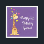 Servilleta De Papel Giraffe Kids Birthday Fiesta Cute<br><div class="desc">¡Esta adorable jirafa está aquí para el cumpleaños de su hijo! ¡Funciona bien para una fiesta de primer cumpleaños de niños lindos, un fiesta de zoológico o sólo un niño que ama las jirafas a cualquier edad! ¡El adorable bebé animal está usando un pequeño gorra fiesta para ayudar a celebrar!...</div>