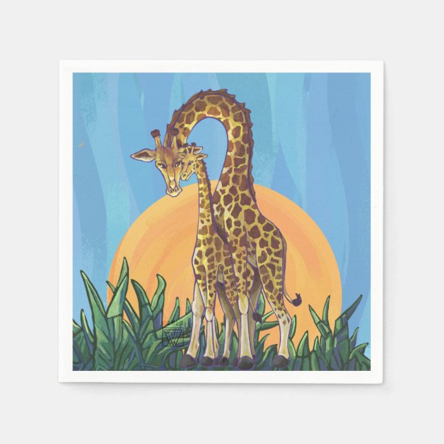 Servilleta De Papel Giraffe Mama y Baby (Anverso)