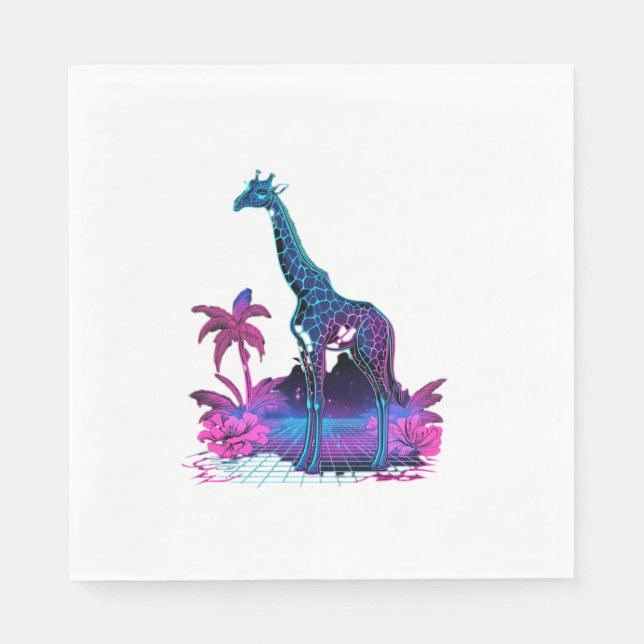 Servilleta De Papel Giraffe Synthwave Vaporwave Art (Anverso)