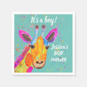 Servilleta De Papel Giraffe Watercolor Safari Jungle Cute Baby Shower