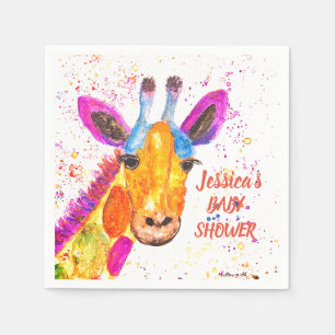 Servilleta De Papel Giraffe Watercolor Safari Jungle Cute Baby Shower