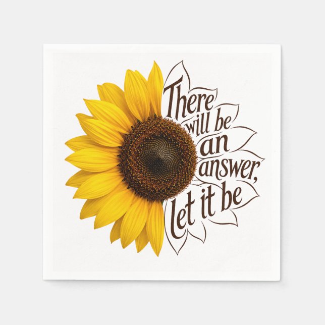 Servilleta De Papel Girasol Amarillo con Frase Inspiradora (Anverso)