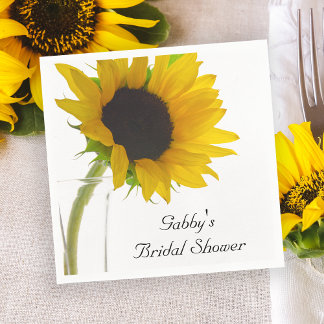 Servilleta De Papel Girasol amarillo en ducha de novia blanca
