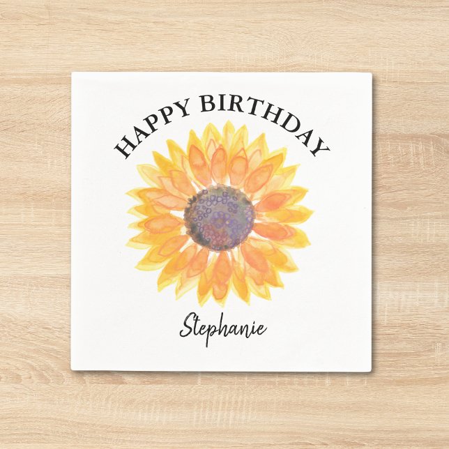 Servilleta De Papel Girasol amarillo feliz de cumpleaños personalizado (Subido por el creador)