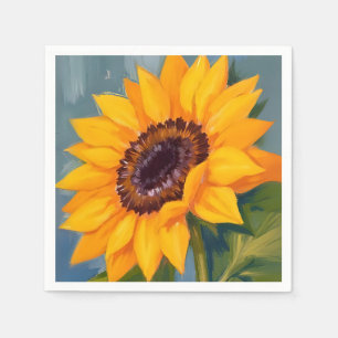 Servilleta De Papel Girasol Amarillo Floral Acuarela Brillante