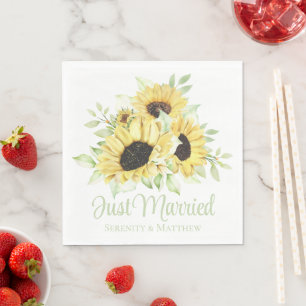 Servilleta De Papel Girasol Casado Acuarela Floral Boda