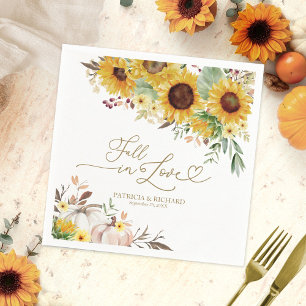 Servilleta De Papel Girasol de calabaza de boda de otoño enamorarse