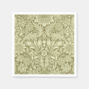 Servilleta De Papel Girasol de William Morris Vintage Damasco de Oliva