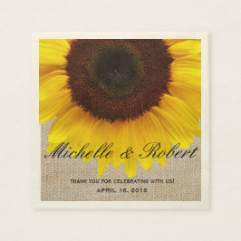 Servilleta De Papel Girasol en Burlap Rústico Personalizado de boda ru