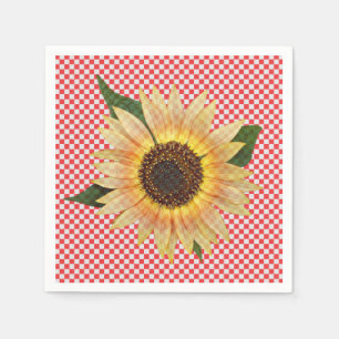 Servilleta De Papel girasol en gingham roja y blanca