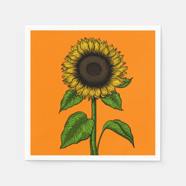 Servilleta De Papel Girasol en naranja (Anverso)