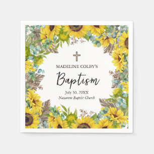 Servilleta De Papel Girasol Eucalipto Palma Boho Cuadrado Bautizo