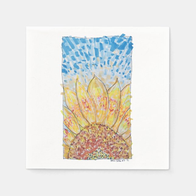 Servilleta De Papel Girasol Flor Radiante (Anverso)