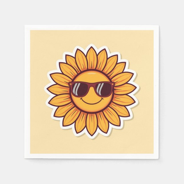Servilleta De Papel Girasol Genial con Gafas de Sol (Anverso)