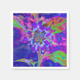Servilleta De Papel Girasol púrpura azul abstracto | funky retro