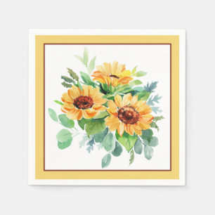 Servilleta De Papel Girasoles acuarela 