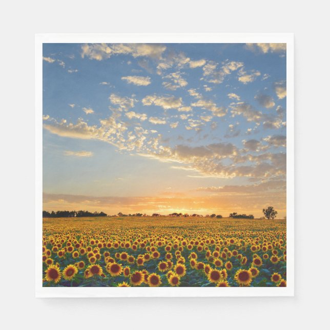 Servilleta De Papel Girasoles al Atardecer (Anverso)