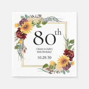 Servilleta De Papel Girasoles Cumpleaños 80