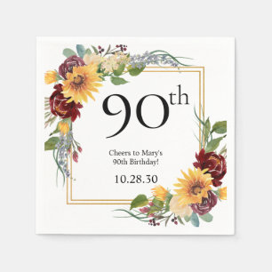 Servilleta De Papel Girasoles Cumpleaños 90
