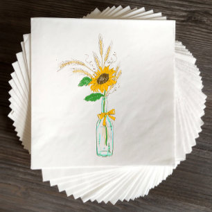 Servilleta De Papel Girasoles de otoño Floral rústico de boda campestr