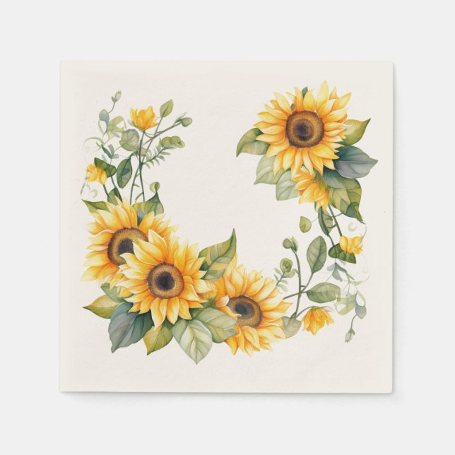 Servilleta De Papel Girasoles dorados: servilletas Bodas personalizada (Anverso)