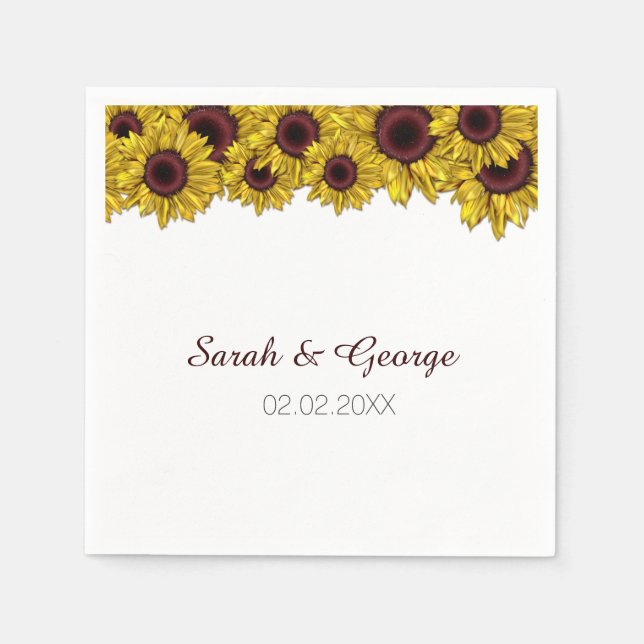 Servilleta De Papel girasoles florales bodas personalizadas (Anverso)