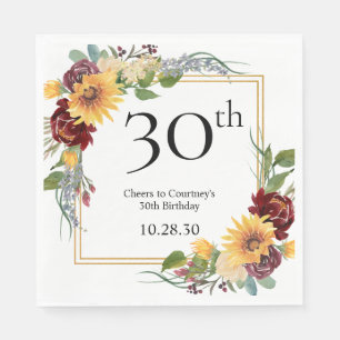 Servilleta De Papel Girasoles para el 30 cumpleaños
