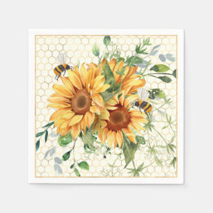 Servilleta De Papel Girasoles y abejas 