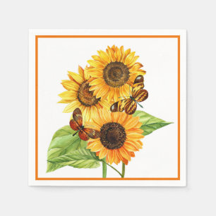 Servilleta De Papel Girasoles y mariposas 