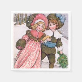 Servilleta De Papel Girl and boy ice skating - Florence Hardy