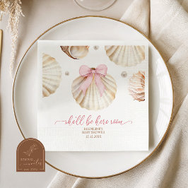 Servilleta De Papel Girl Pink Bow Shell Baby Shower Paper Napkins