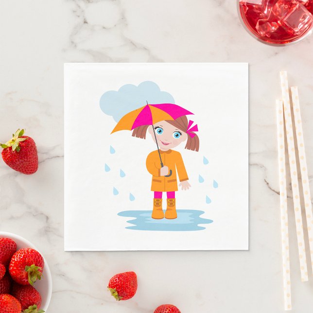 Servilleta De Papel Girl with Umbrella in Rain Kids Rainy Day (Subido por el creador)