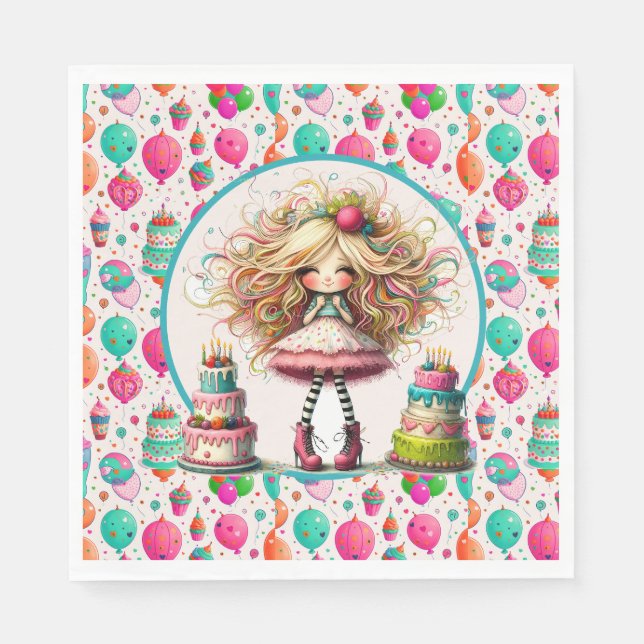 Servilleta De Papel Girls Birthday  (Anverso)