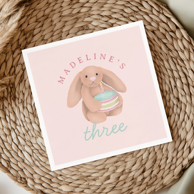 Servilleta De Papel Girls Cute Bunny Cake Girls Whimsical Birthday  (Subido por el creador)